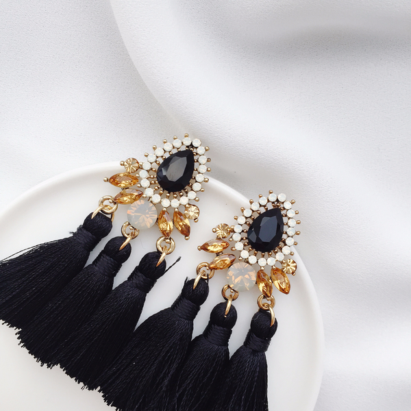 Muse drip antique bold tassel earrings 4color tass