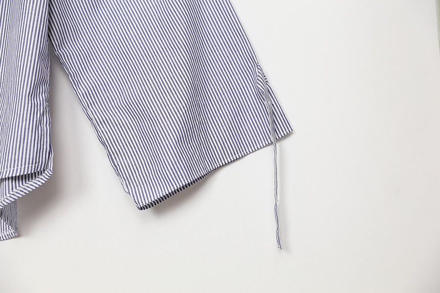 Big Size Over Luzplated Stripe Shirt Bell Sleeve S