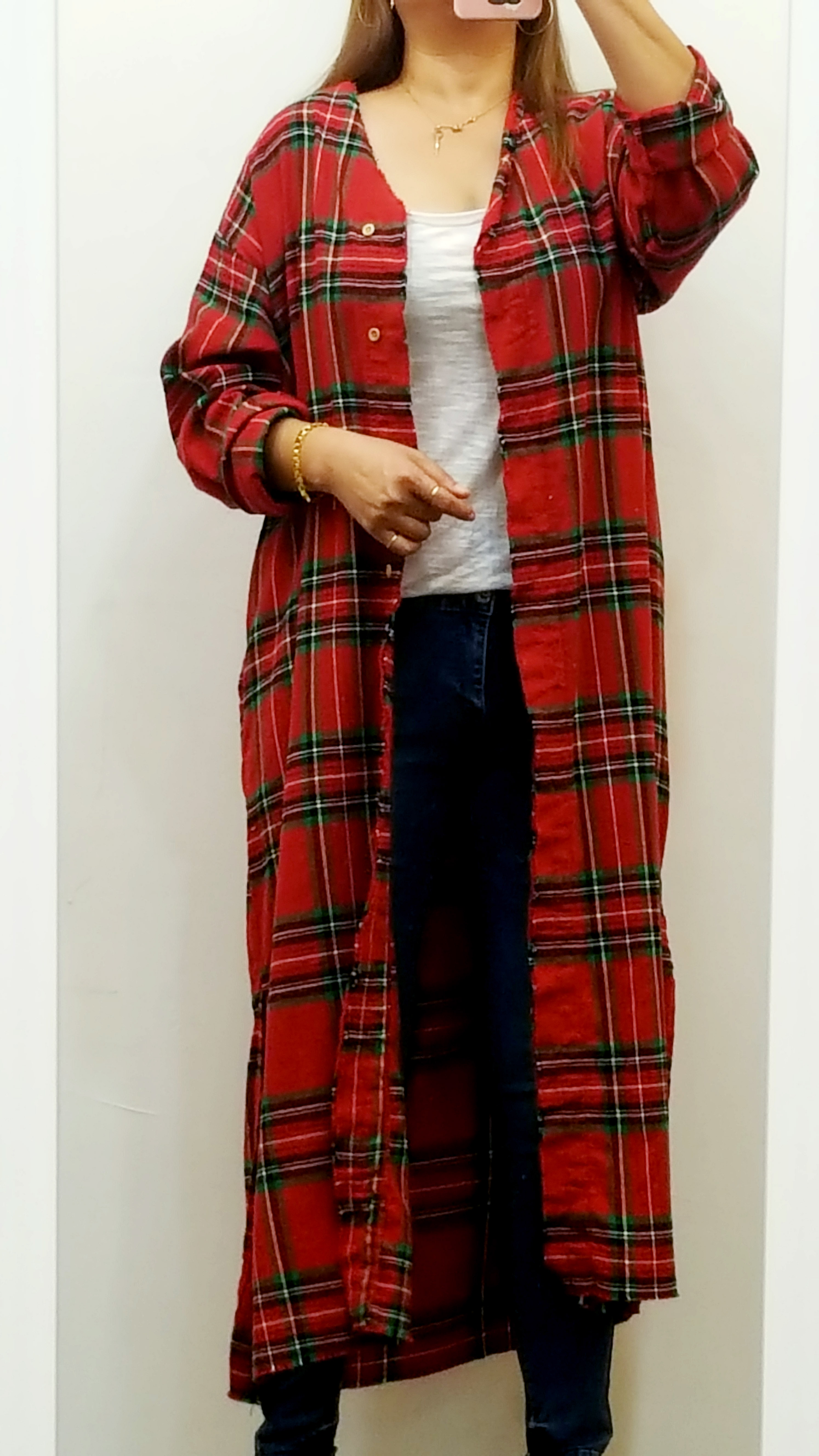 Women Blouses Arate check robe long cardigan South