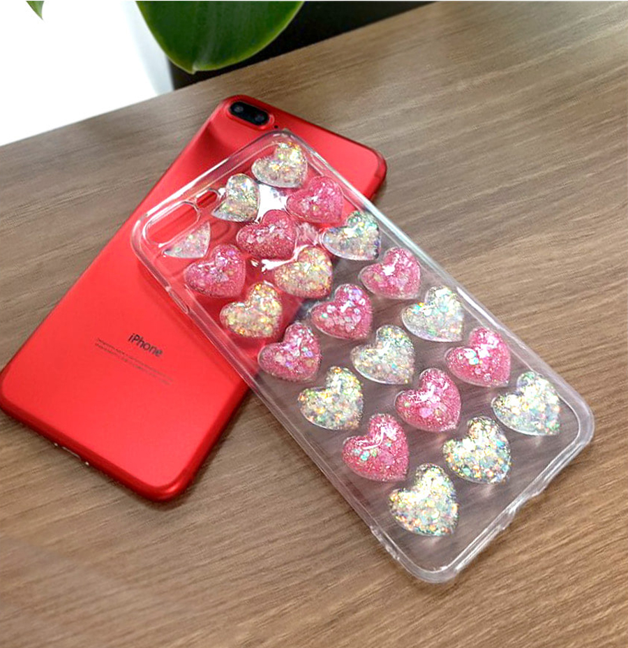 New 3 kinds Heart Embossing Glitter Case Note 8 Ga