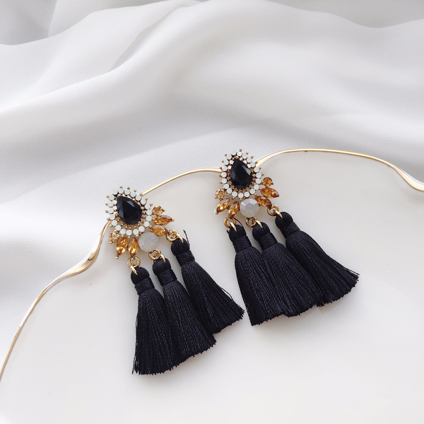 Muse drip antique bold tassel earrings 4color tass