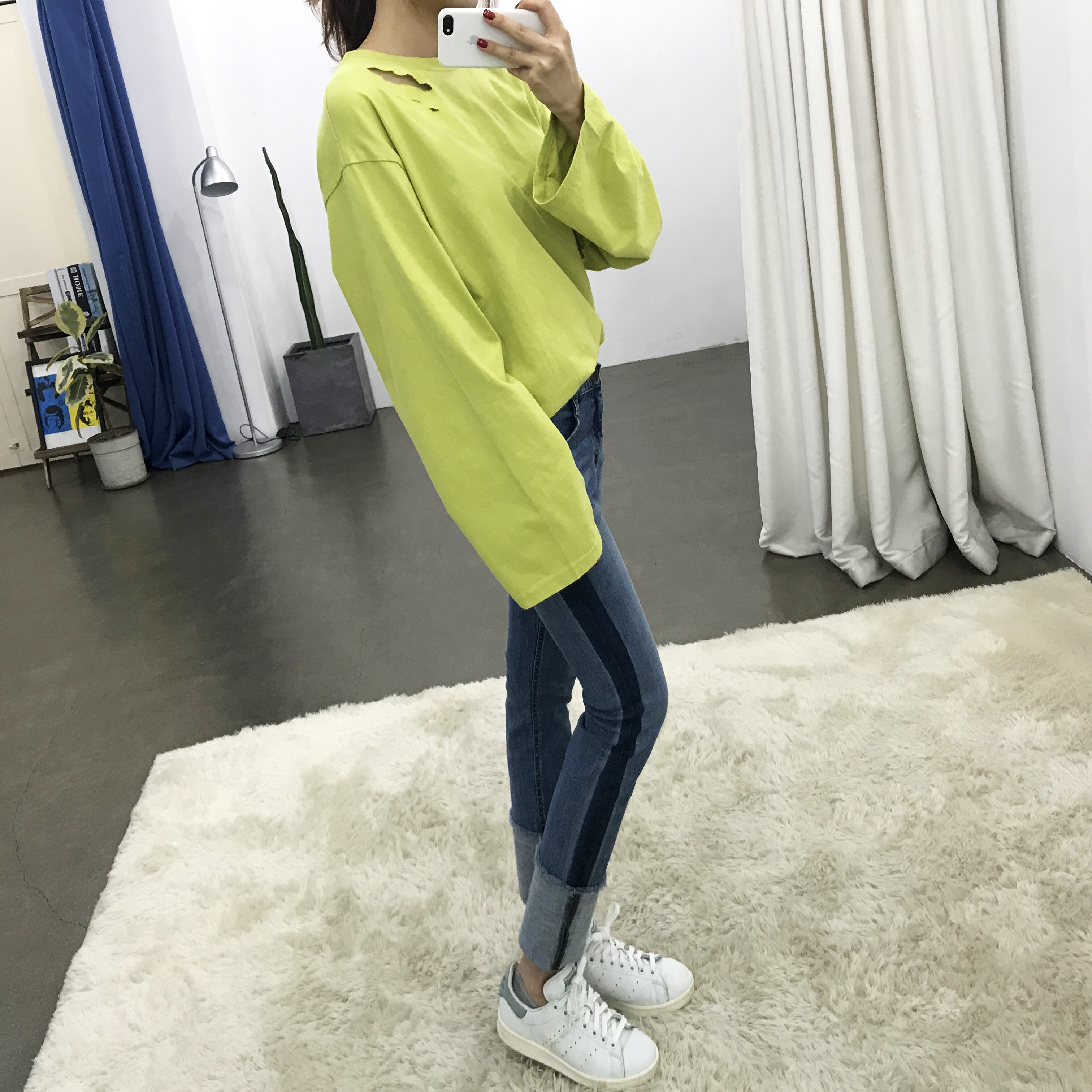 Women Jeans Pants Roll-up color Span Date Denim 20