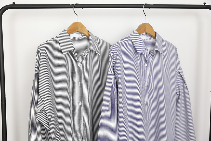 Big Size Over Luzplated Stripe Shirt Bell Sleeve S