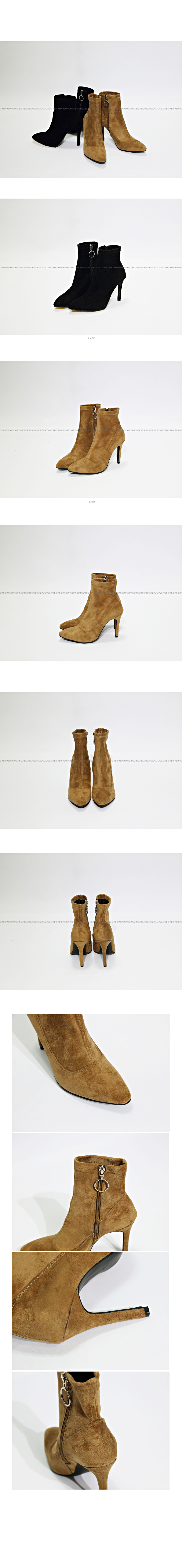 Ring Suede Angle Boots 2 color Autumn Ankle Heel S