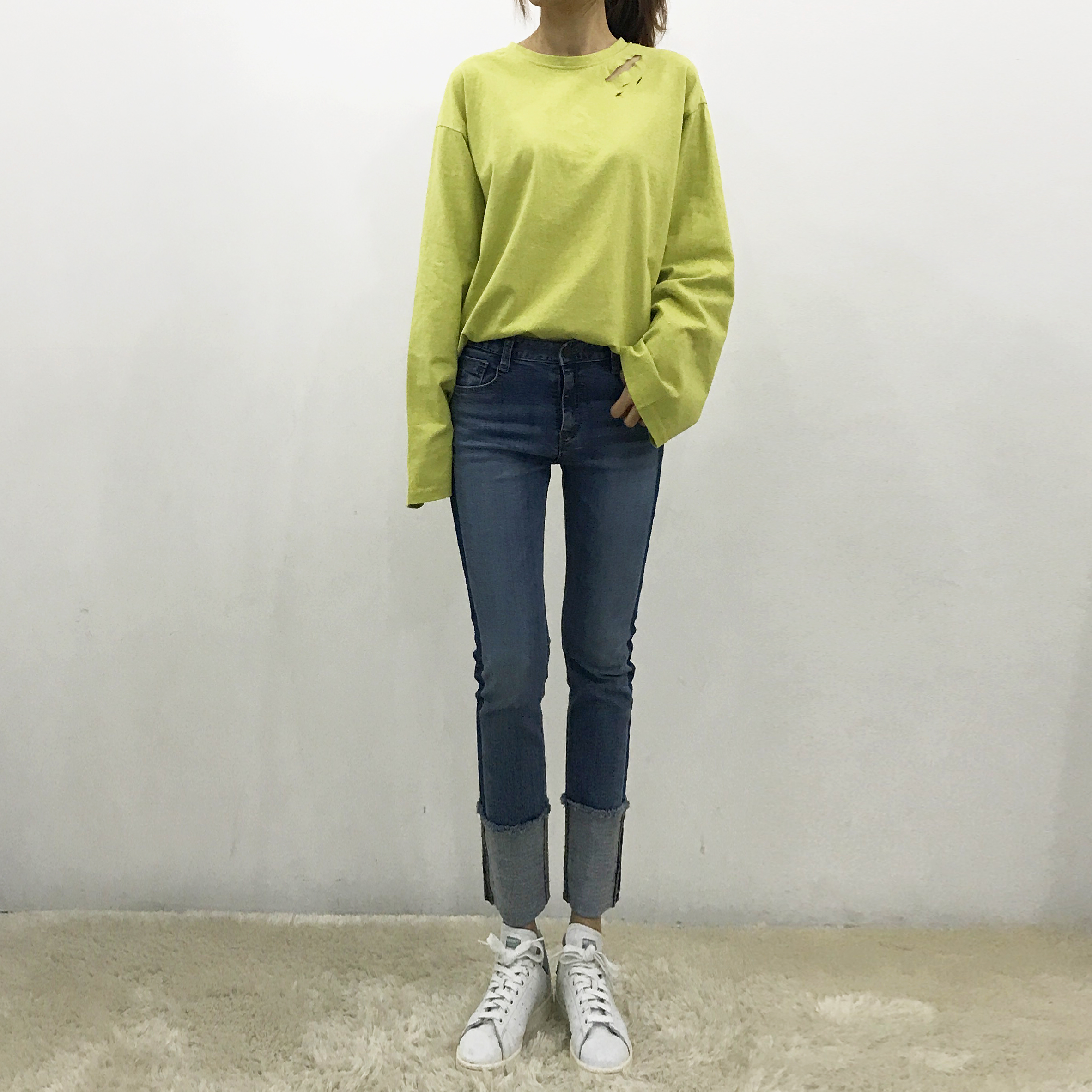 Women Jeans Pants Roll-up color Span Date Denim 20