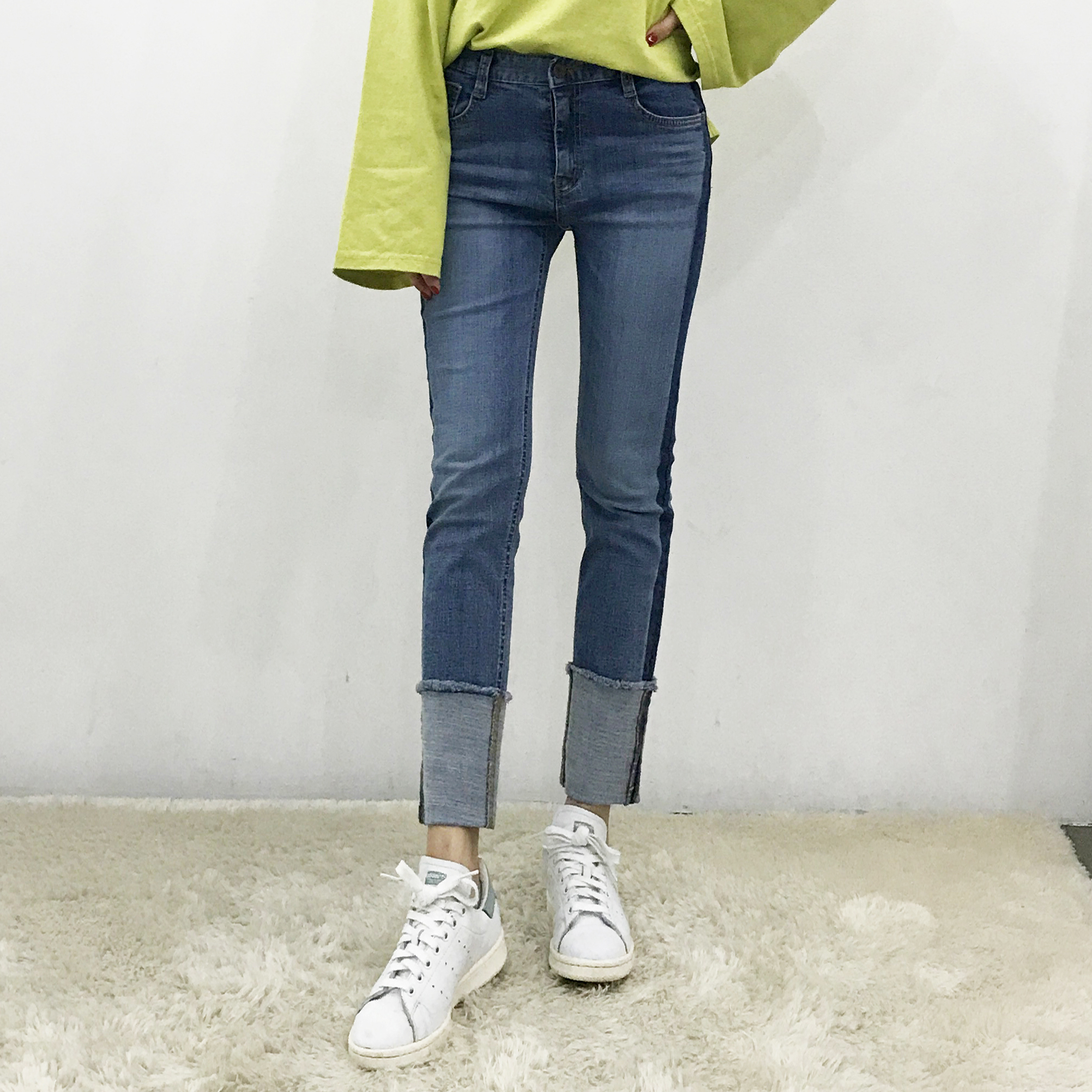 Women Jeans Pants Roll-up color Span Date Denim 20