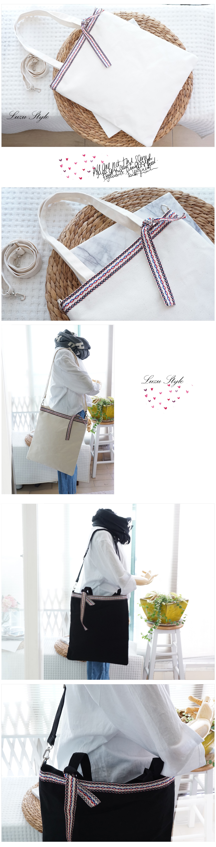 Zipper Eco Bag Ribbon Style Daily Back Lovely 20&#