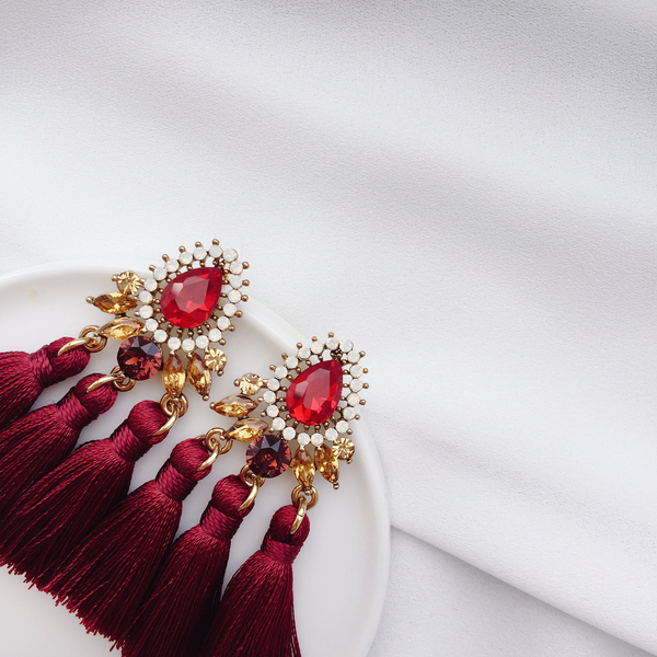 Muse drip antique bold tassel earrings 4color tass