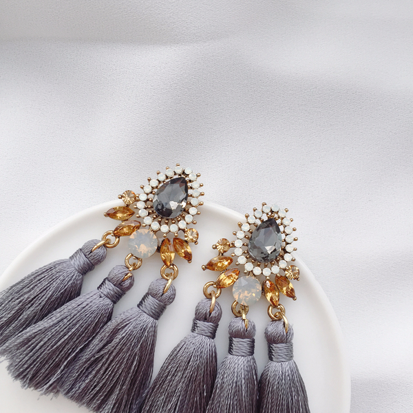 Muse drip antique bold tassel earrings 4color tass