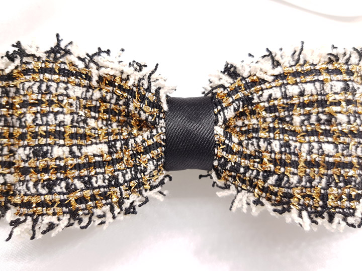 Feminine Hairpin Tweed Hairpin Double Volume Ribbo