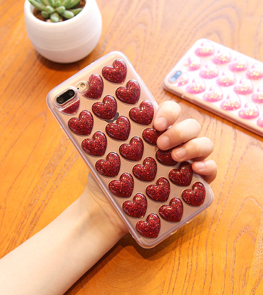 New 3 kinds Heart Embossing Glitter Case Note 8 Ga