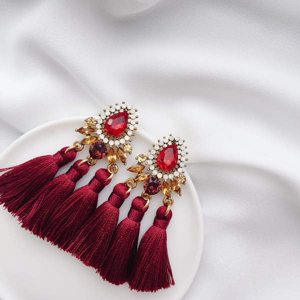 Muse drip antique bold tassel earrings 4color tass