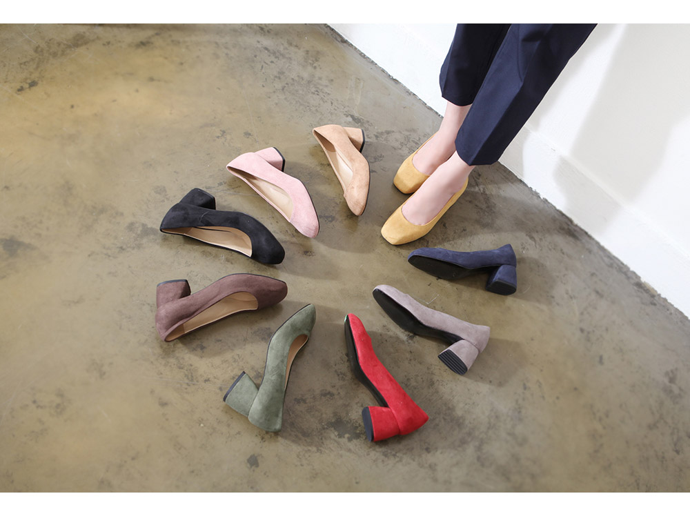 Suede Middle Heel Pumps 5cm 20s Women's Shoes W