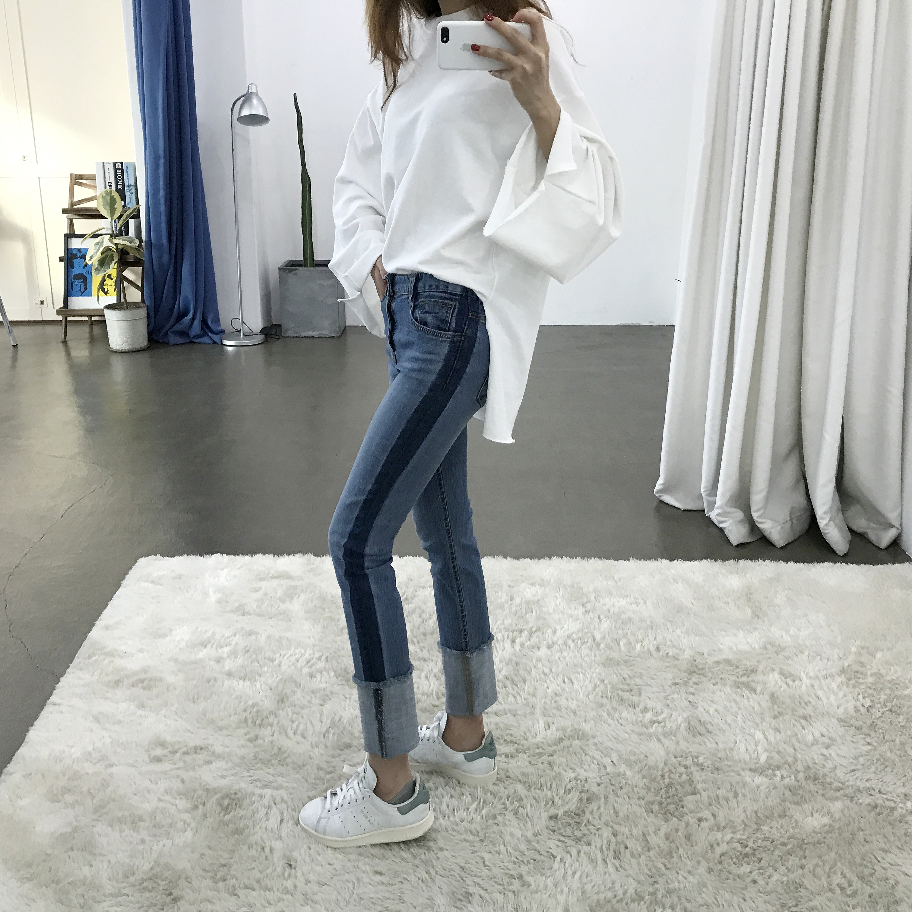 Women Jeans Pants Roll-up color Span Date Denim 20