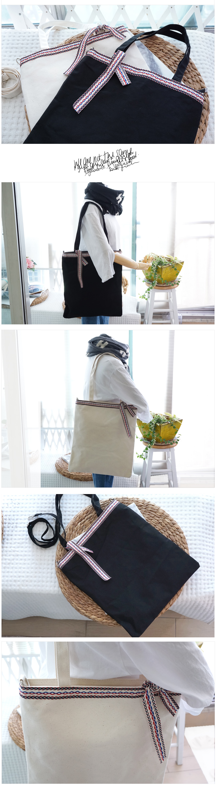 Zipper Eco Bag Ribbon Style Daily Back Lovely 20&#