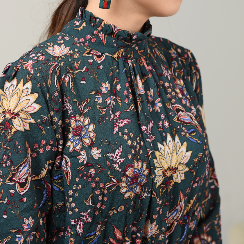 New Women Dress Unique Flower Autumn Long Dress Gr