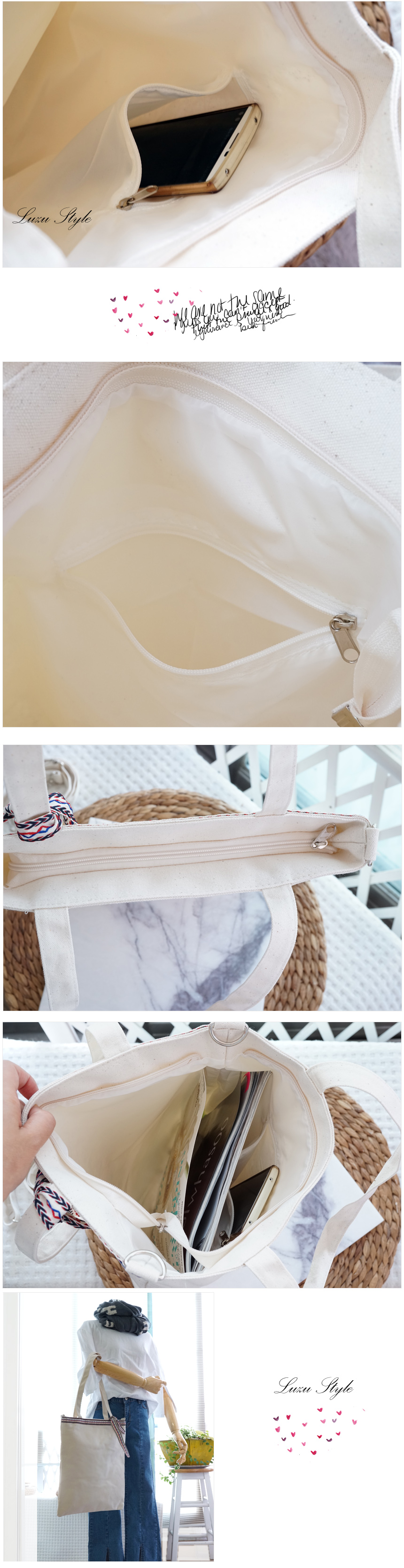 Zipper Eco Bag Ribbon Style Daily Back Lovely 20&#