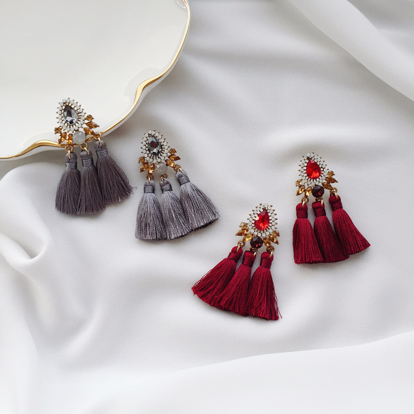 Muse drip antique bold tassel earrings 4color tass
