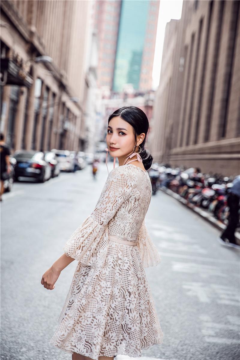 New Women Dress L361 Autumnal Lace Flower Dress