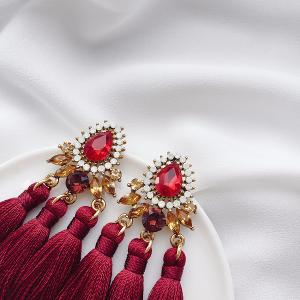 Muse drip antique bold tassel earrings 4color tass