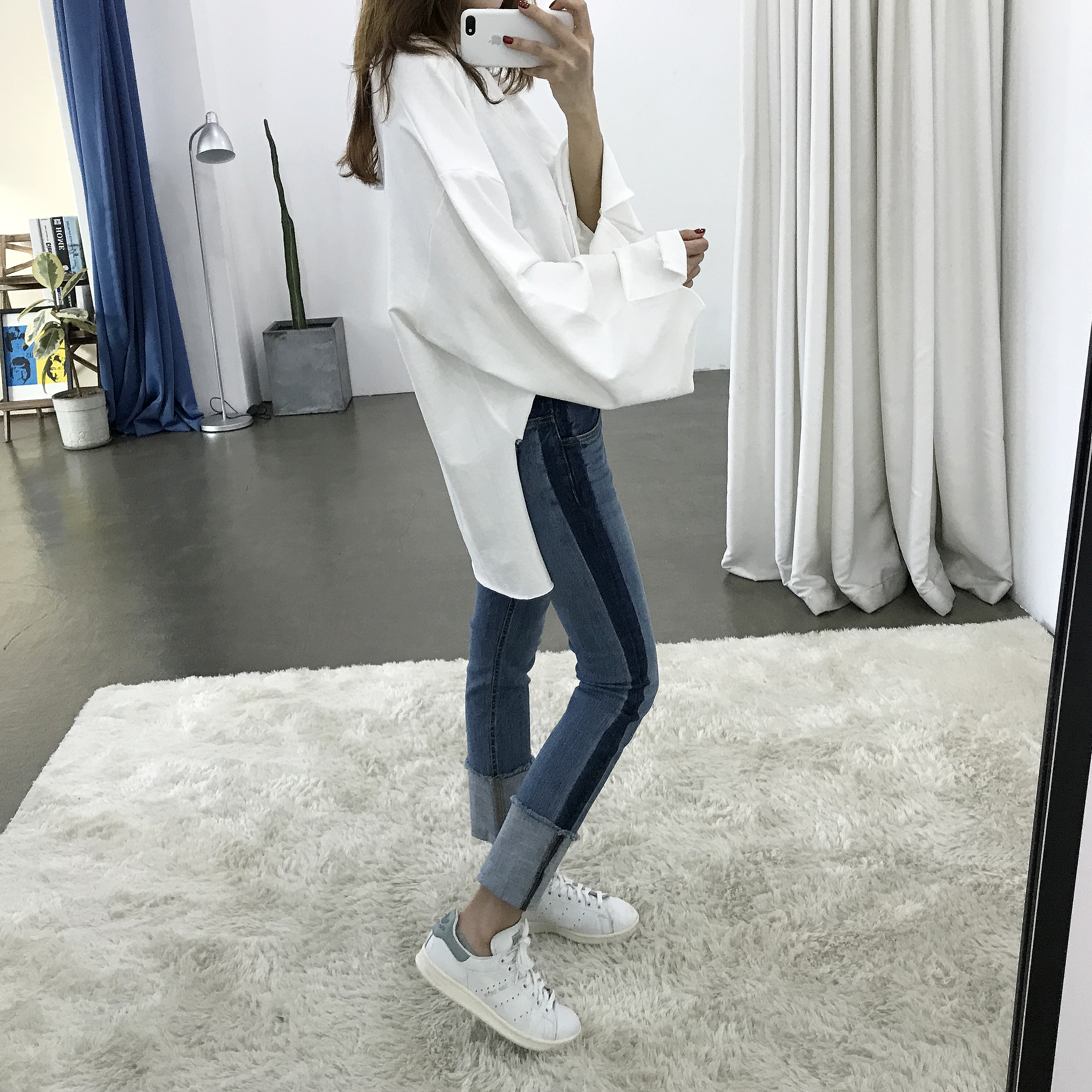 Women Jeans Pants Roll-up color Span Date Denim 20