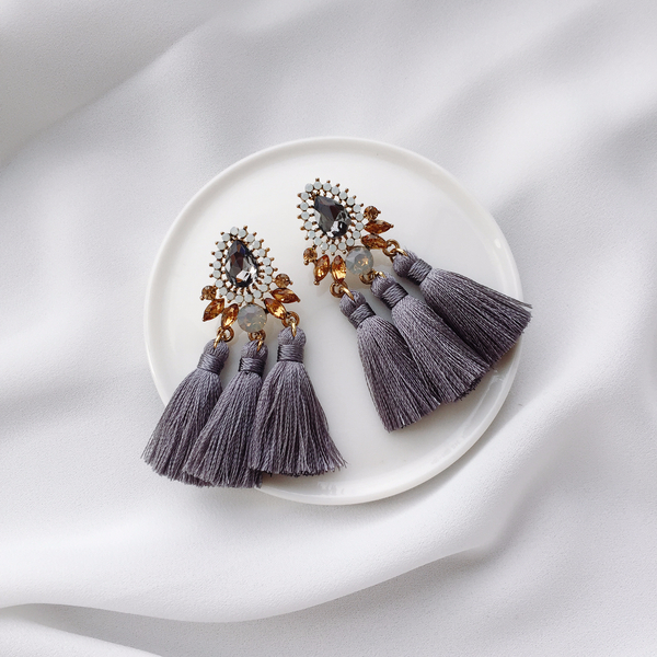 Muse drip antique bold tassel earrings 4color tass