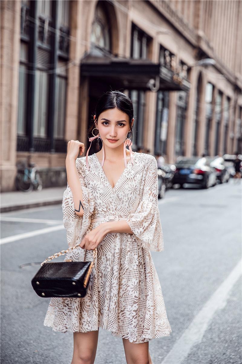 New Women Dress L361 Autumnal Lace Flower Dress