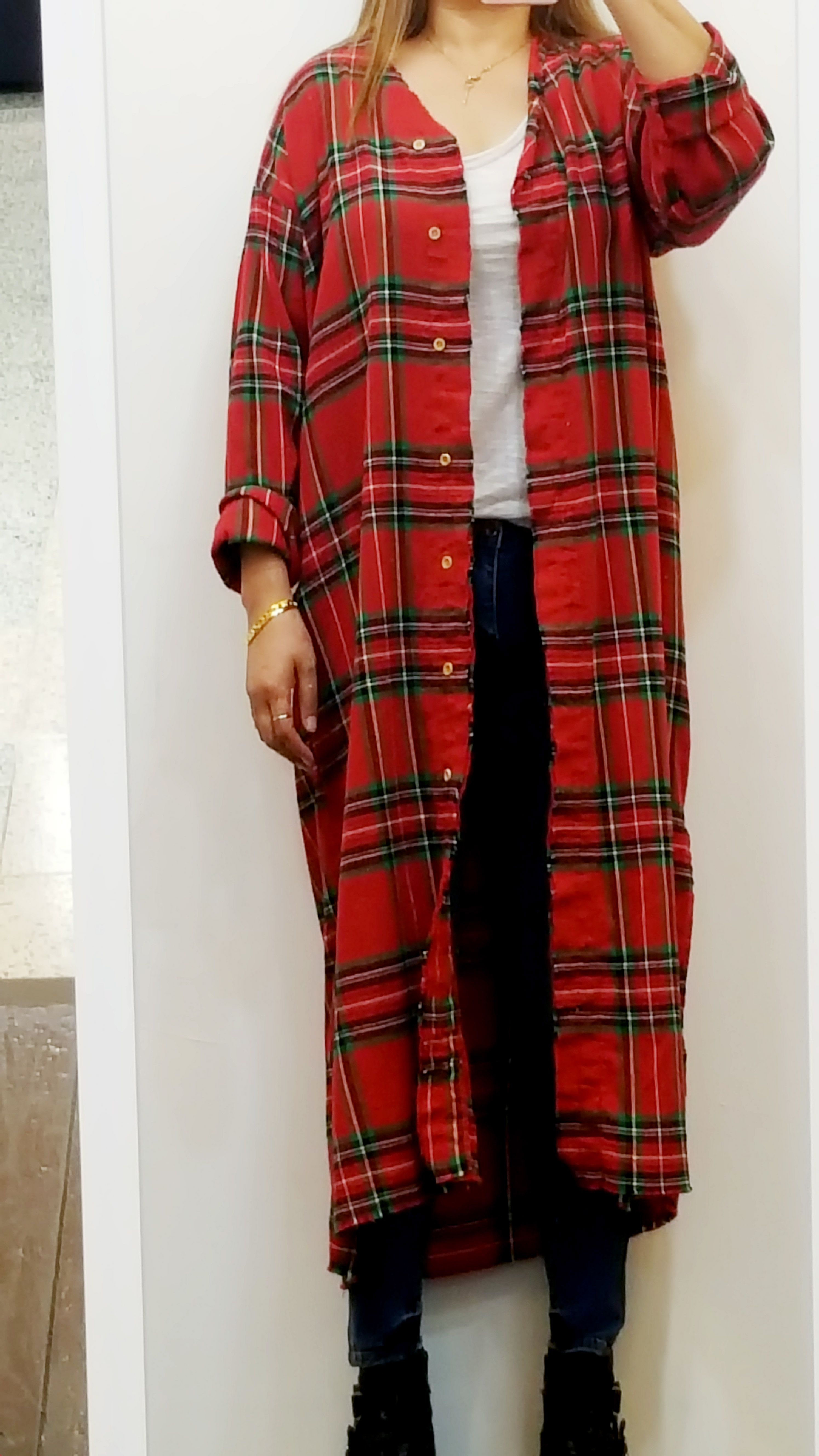 Women Blouses Arate check robe long cardigan South