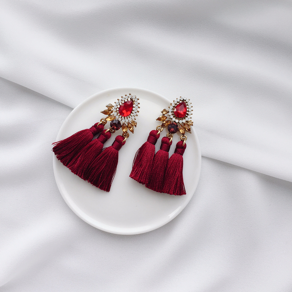 Muse drip antique bold tassel earrings 4color tass
