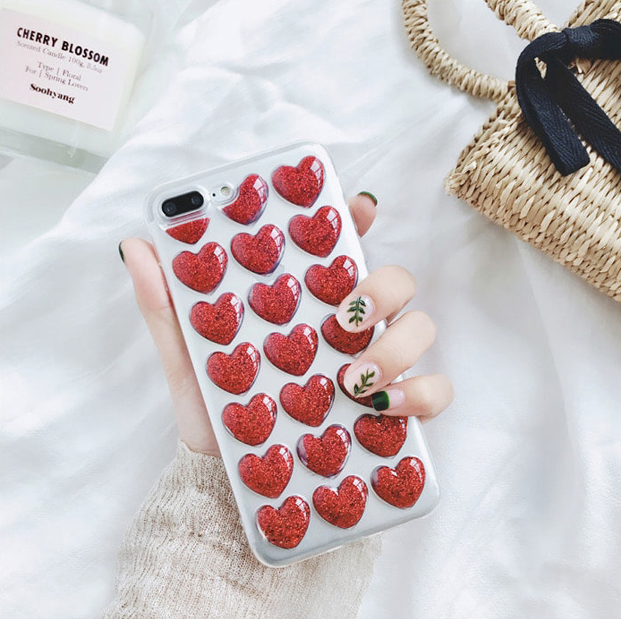 New 3 kinds Heart Embossing Glitter Case Note 8 Ga