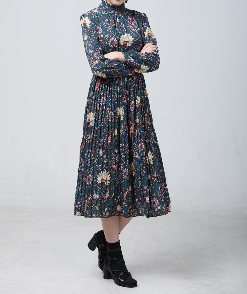 New Women Dress Unique Flower Autumn Long Dress Gr