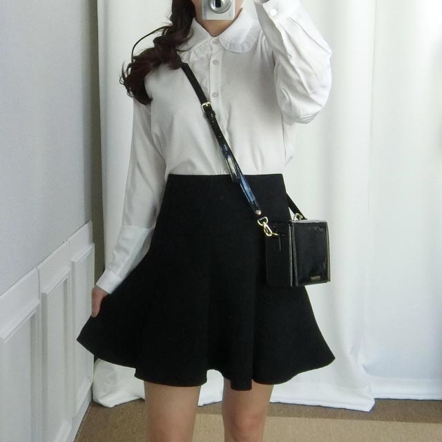 Basic flare mini skirt 3color date look look up gi