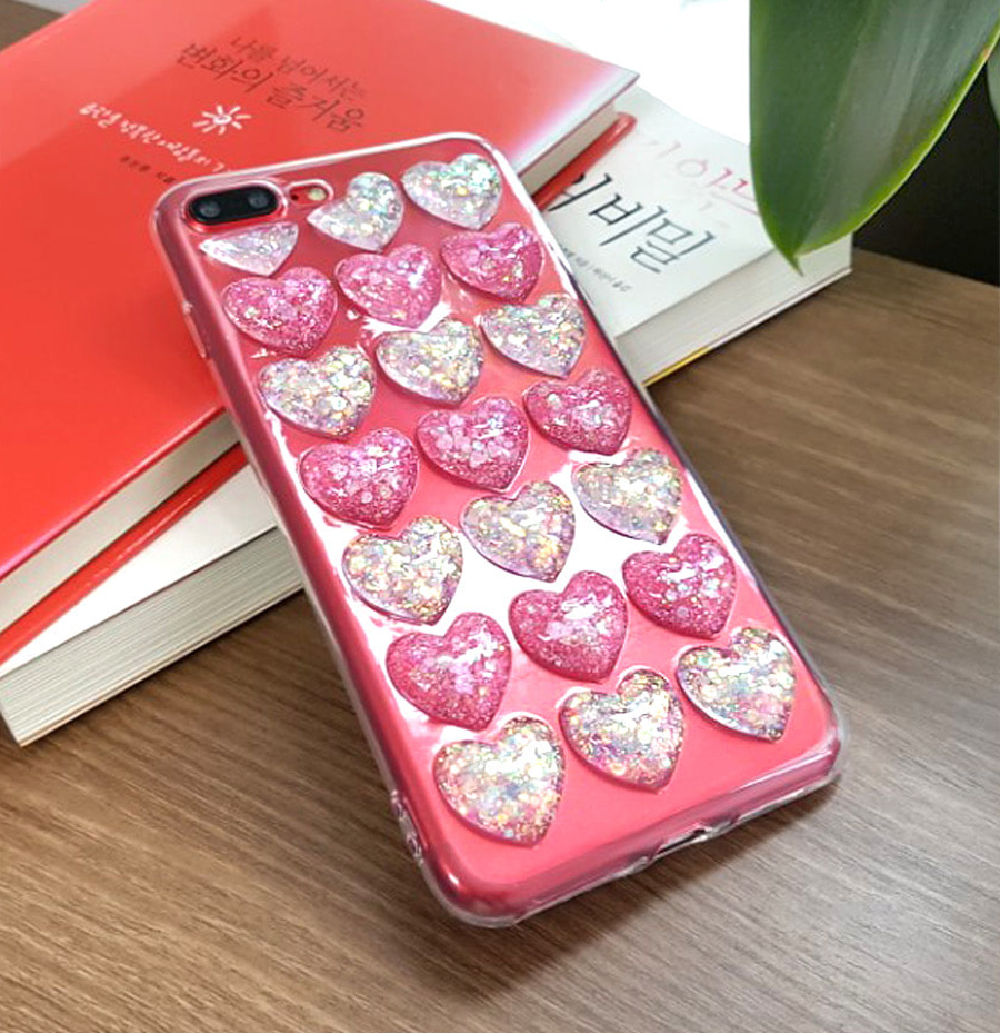 New 3 kinds Heart Embossing Glitter Case Note 8 Ga