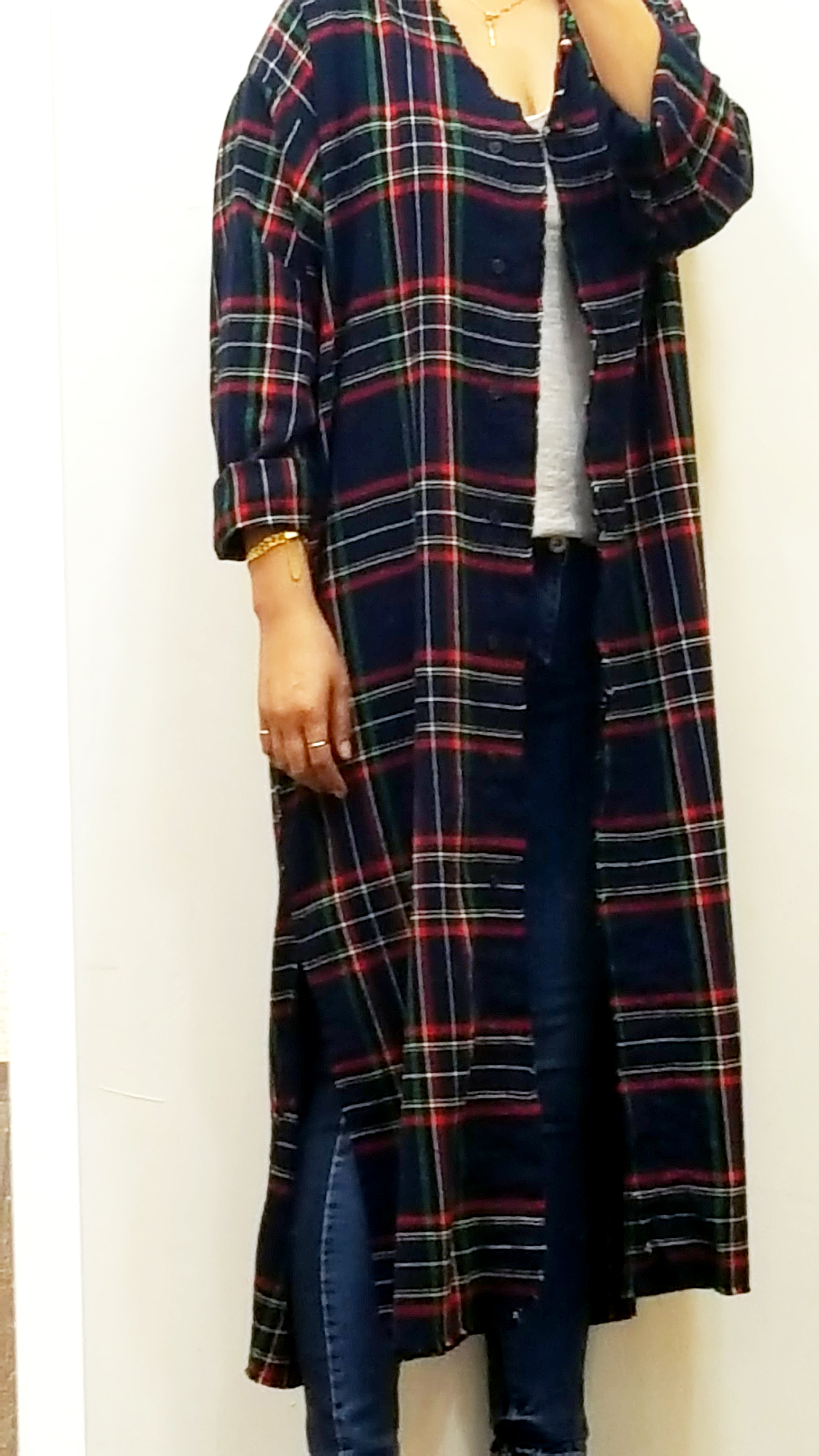 Women Blouses Arate check robe long cardigan South
