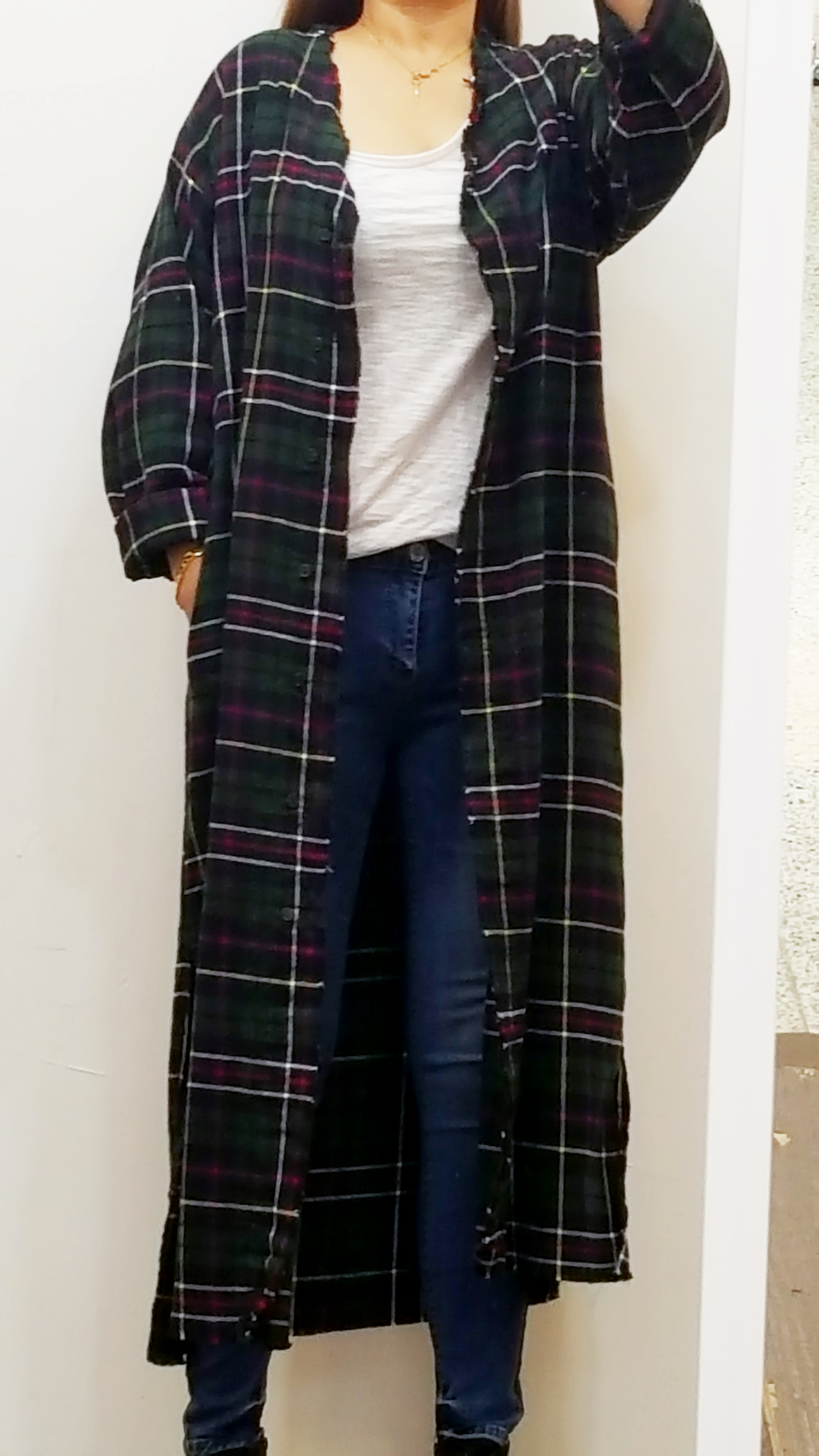 Women Blouses Arate check robe long cardigan South