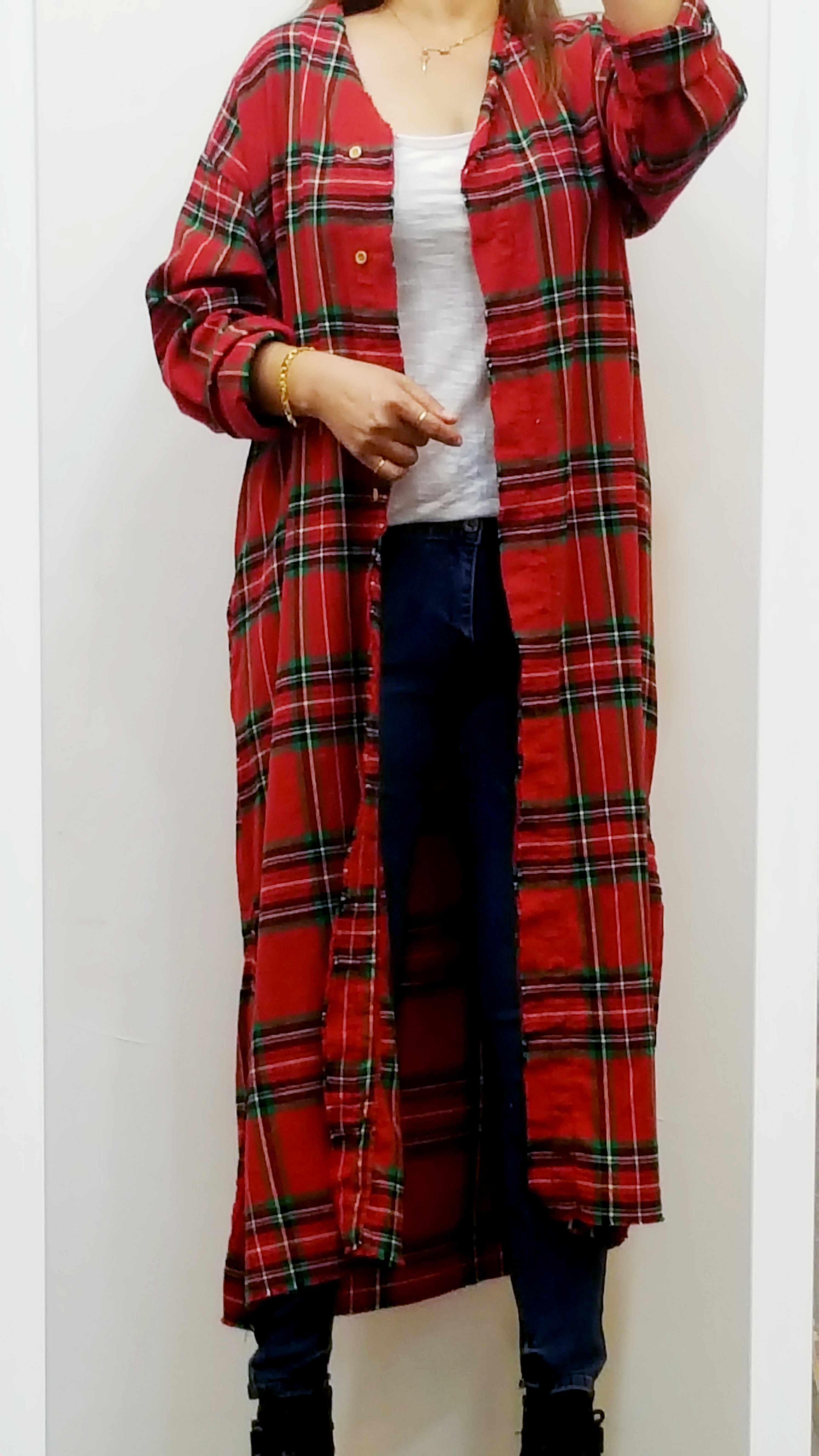 Women Blouses Arate check robe long cardigan South
