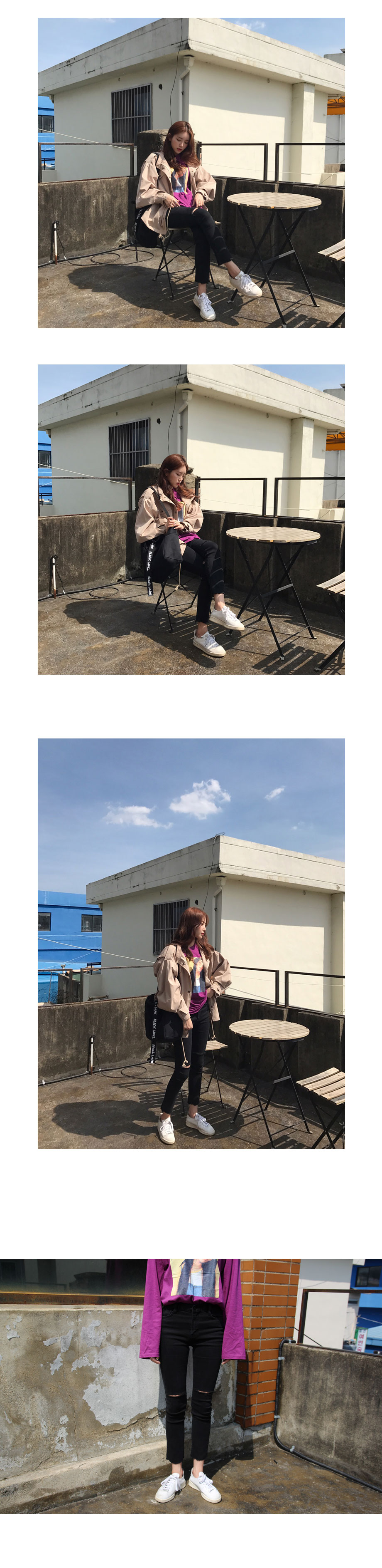 Women Jeans Pants Knee Cutting Black Date Skinny J