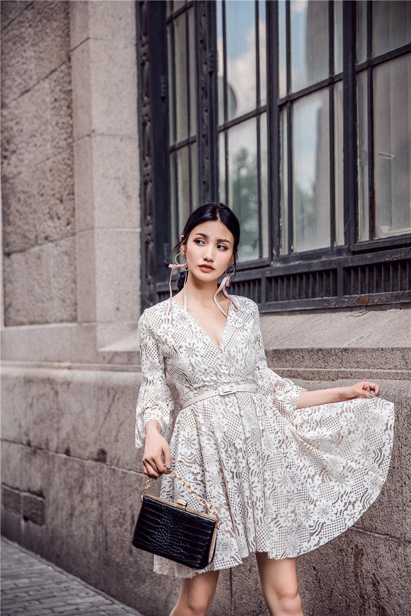 New Women Dress L361 Autumnal Lace Flower Dress