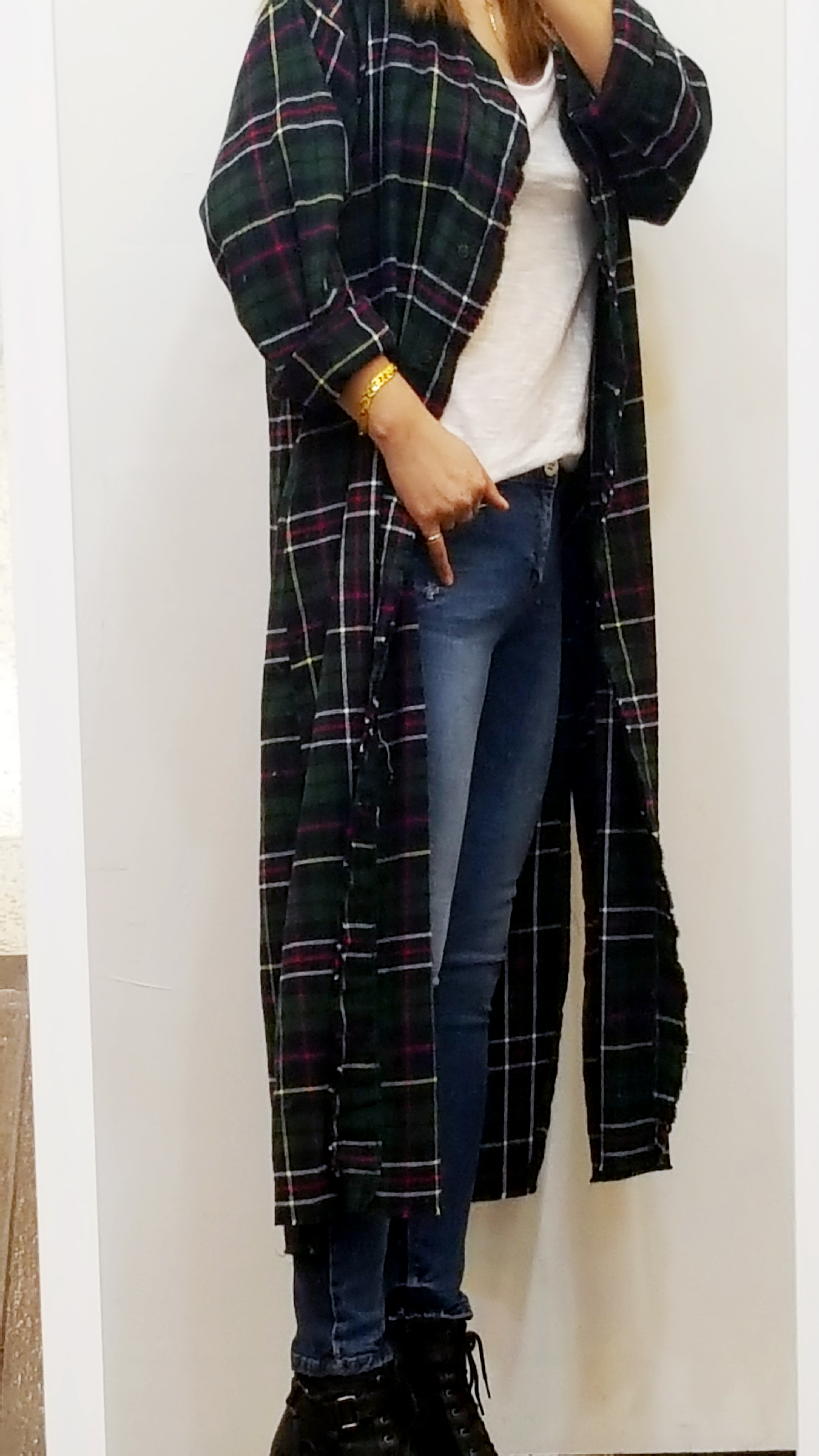 Women Blouses Arate check robe long cardigan South