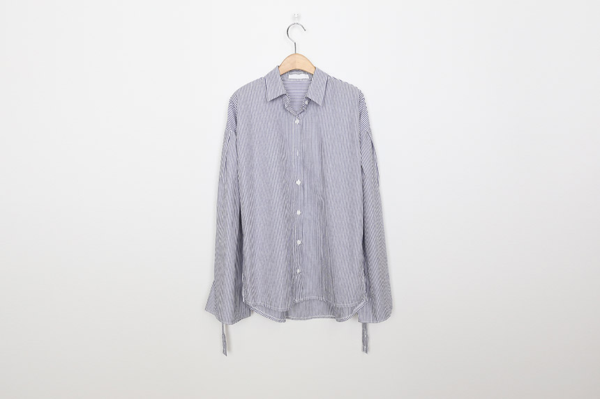 Big Size Over Luzplated Stripe Shirt Bell Sleeve S