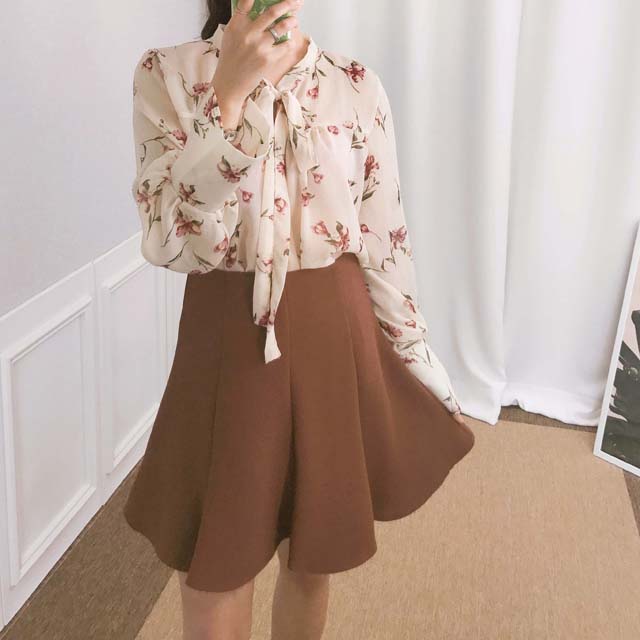 Basic flare mini skirt 3color date look look up gi