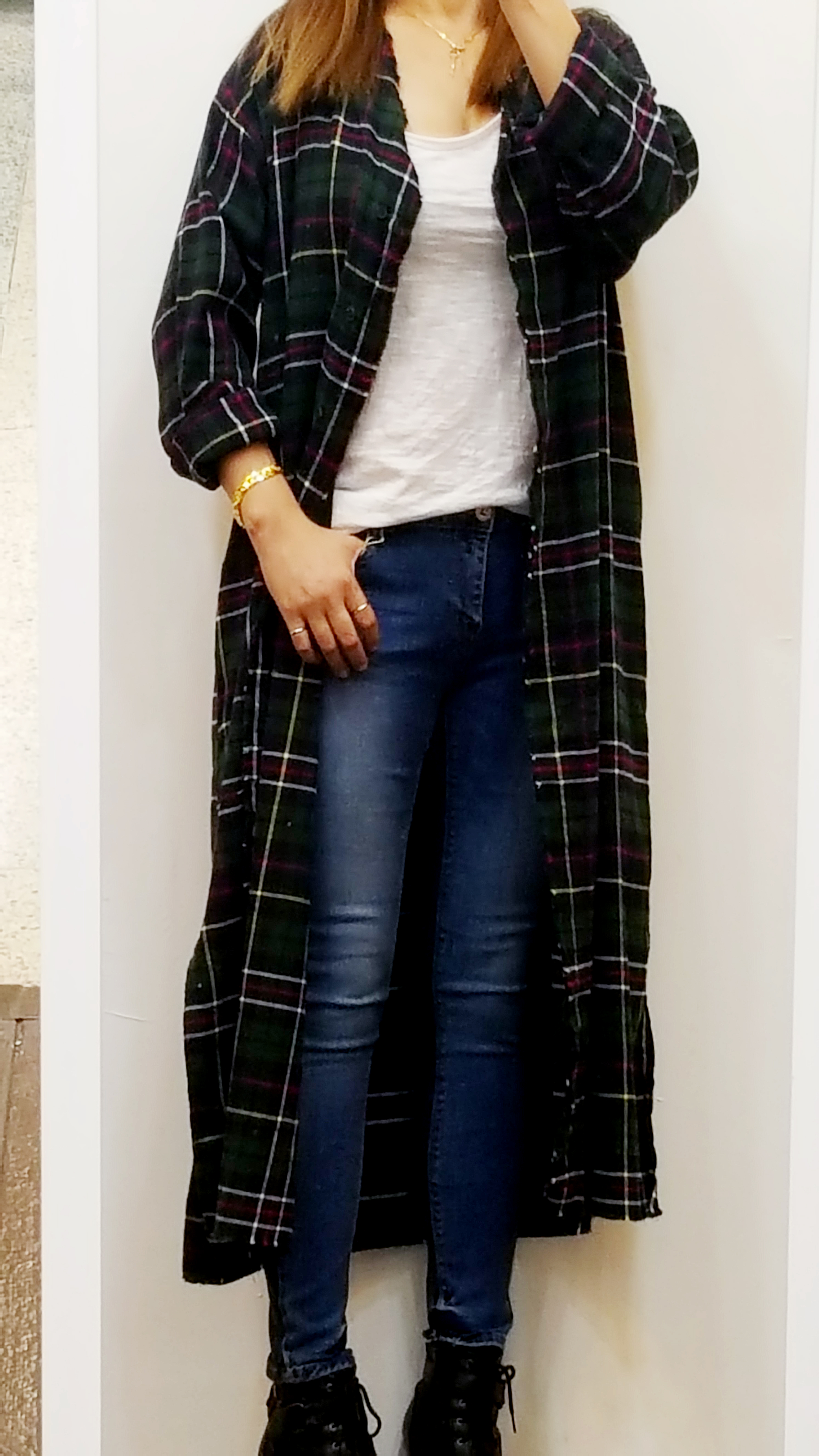 Women Blouses Arate check robe long cardigan South