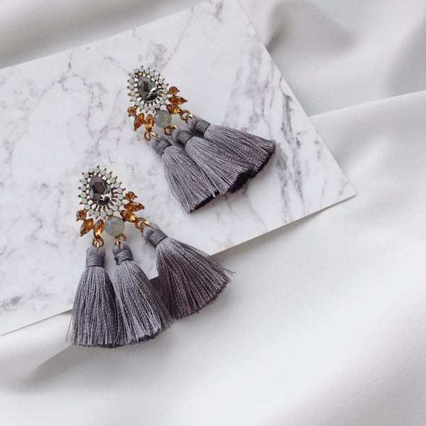 Muse drip antique bold tassel earrings 4color tass