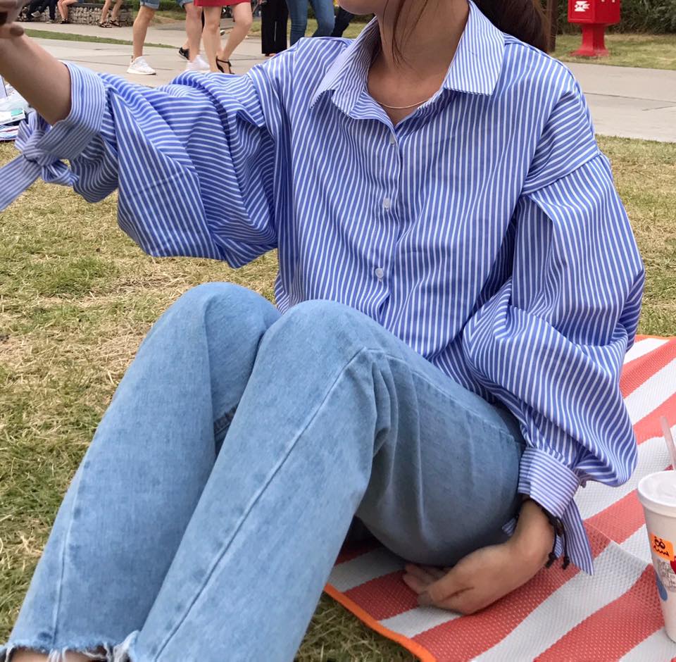 NEW FASHION LADY GIRL Blouse Girl Fall Sleeve Ribb