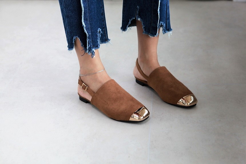 New Golden Suede Sling Back Blower 2color Shoes Un