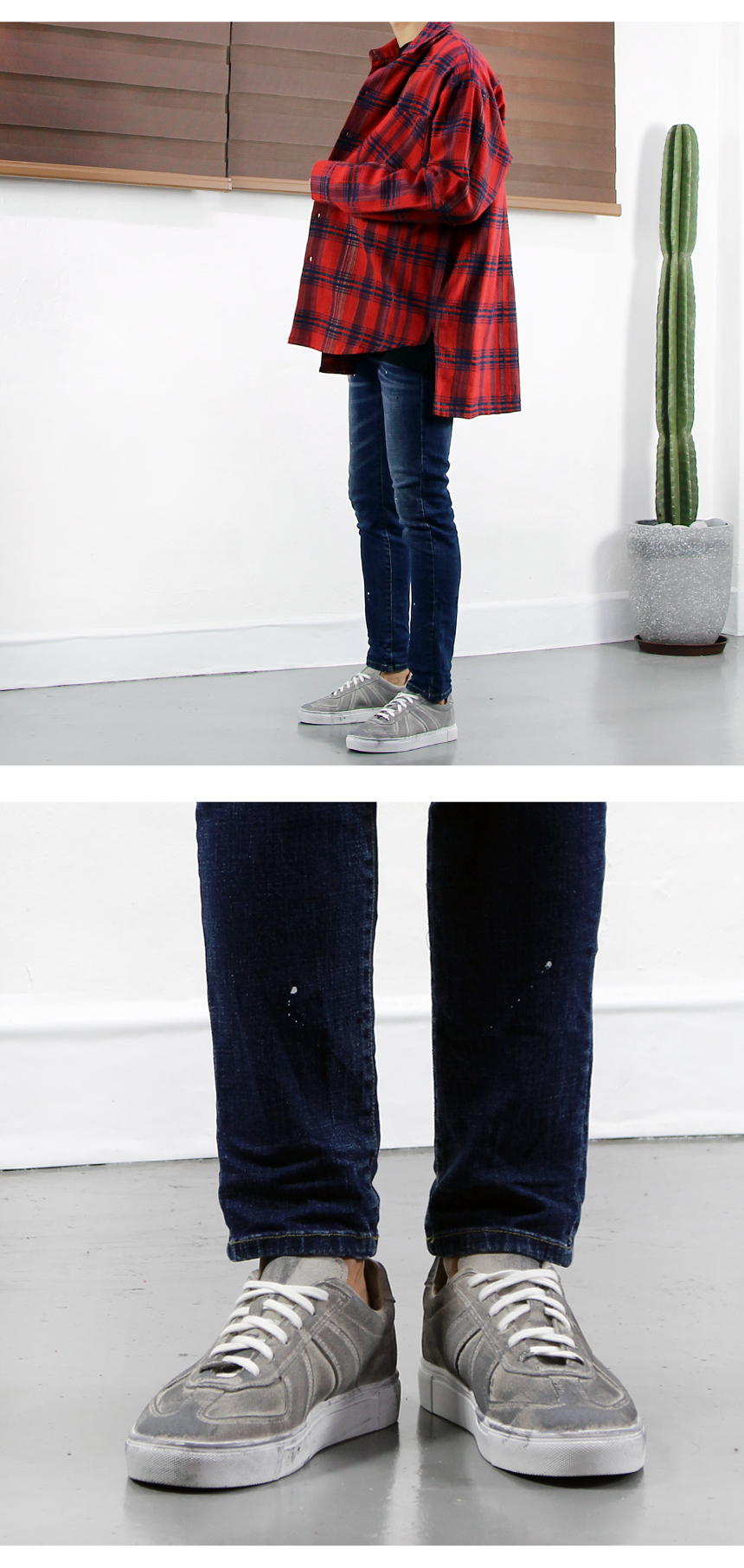 Men Height Shoes Leather Painting Sneakers 2COLOR 