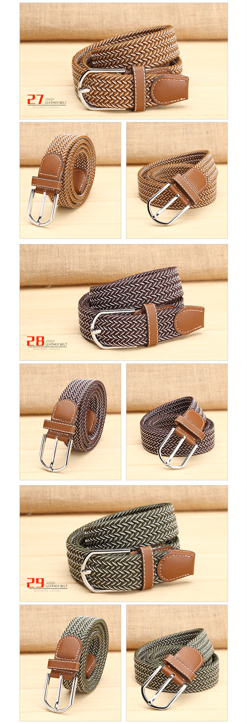 NEW MEN FASHION BELT Casual Span Mesh Belt Leather