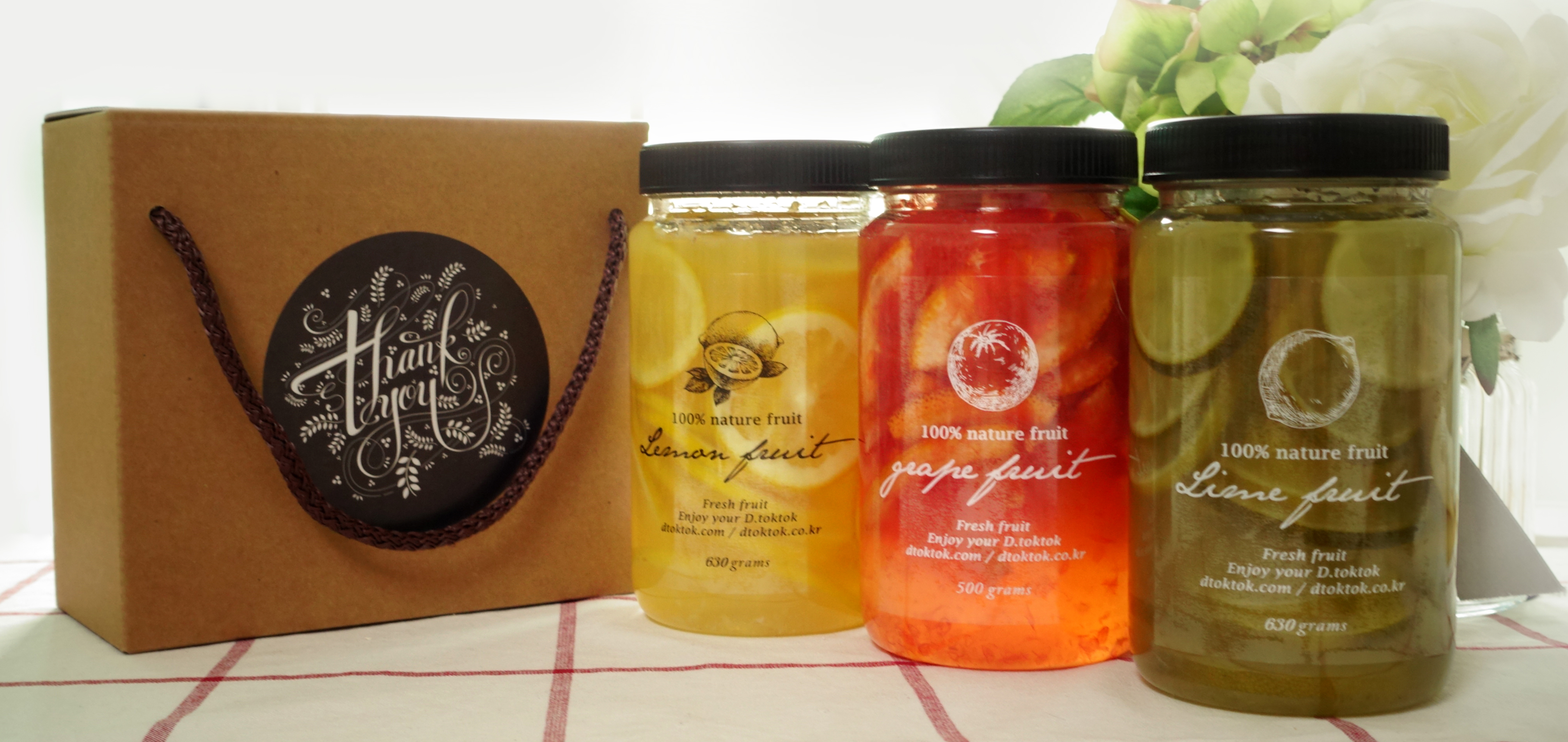 NEW HONEY CITRON TEA Handmade Fruits Blue Gift Set