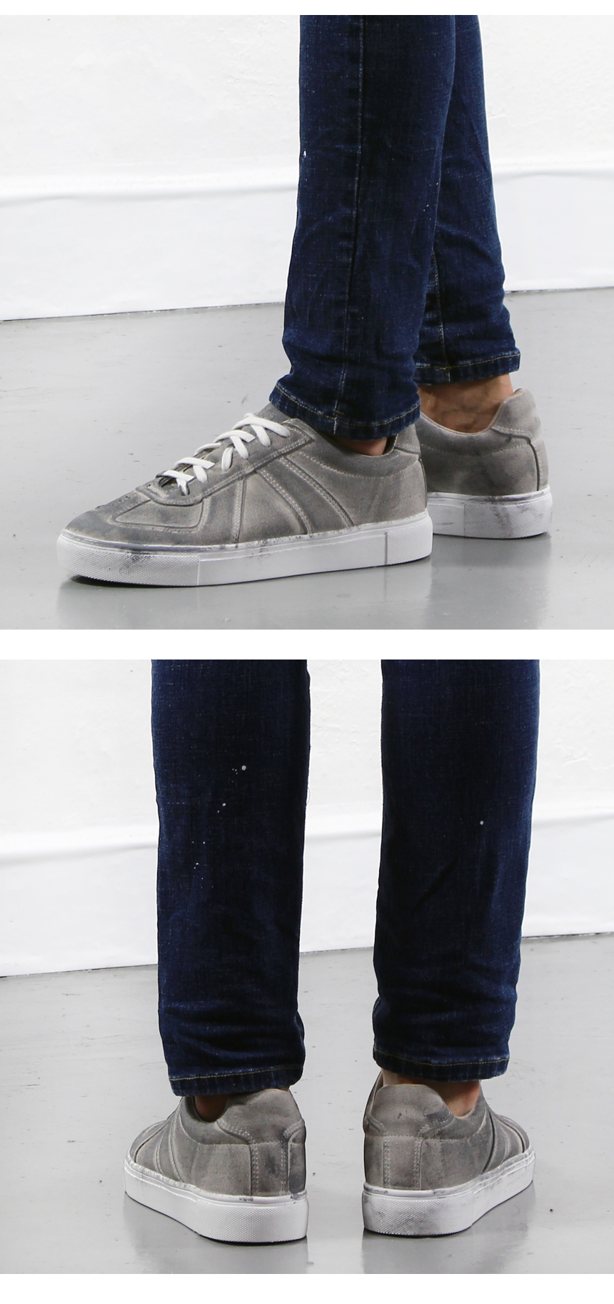 Men Height Shoes Leather Painting Sneakers 2COLOR 