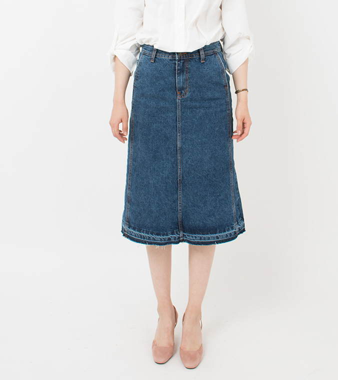 Denim Skirt Big Size H Line Chin 26,28,30,32,34,36